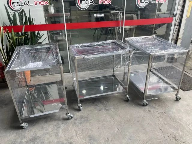 Carro de transporte, hotelaria, restaurantes, lanchonetes, cozinhas em geral. Em inox - Foto 3