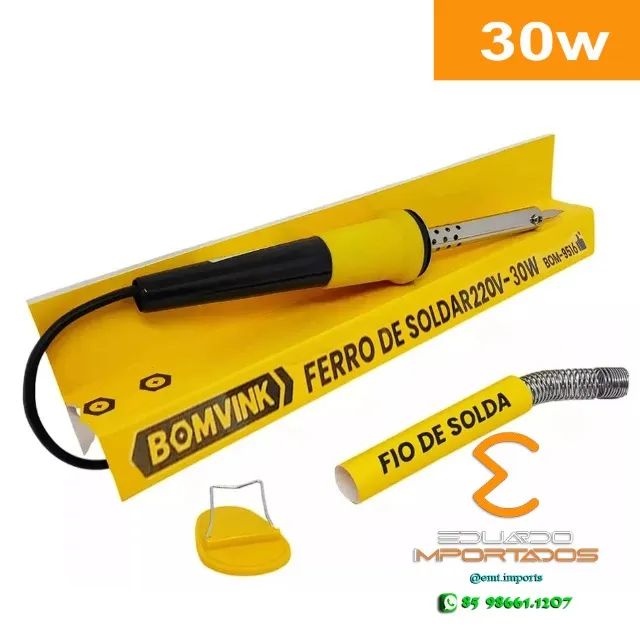Ferro De Solda Profissional 30w 220v C/ Suporte e Estanho BOM-9516