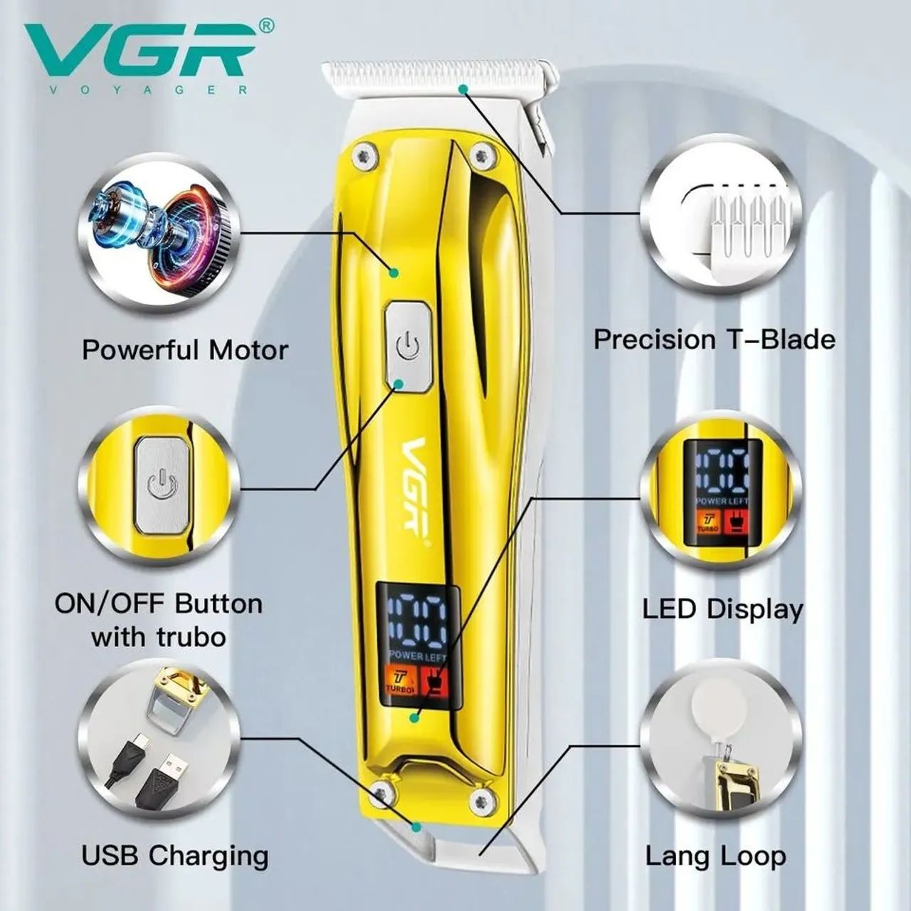 Maquina De Acabamento Vgr/usb Sem Fio%Turbo/Lâmina De Aço carbono /Com Display Digital  - Foto 5