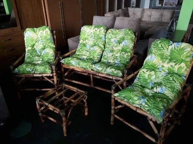Jogo de Poltronas de Bambu com Almofadas Estampadas! Produto Novo direto Da Fábrica - Foto 6