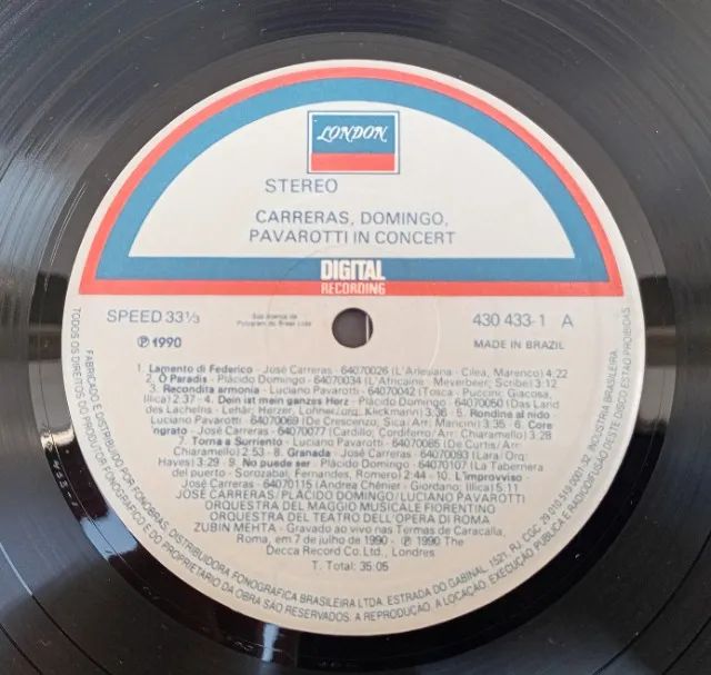 DISCO VINIL CARRERAS DOMINGO PAVAROTTI IN CONCERT MEHTA - Foto 3