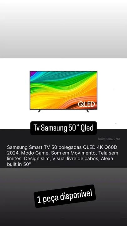 TV Samsung 50 polegadas QLED 4K Q60D 2024 - TVs - Méier, Rio de Janeiro ...