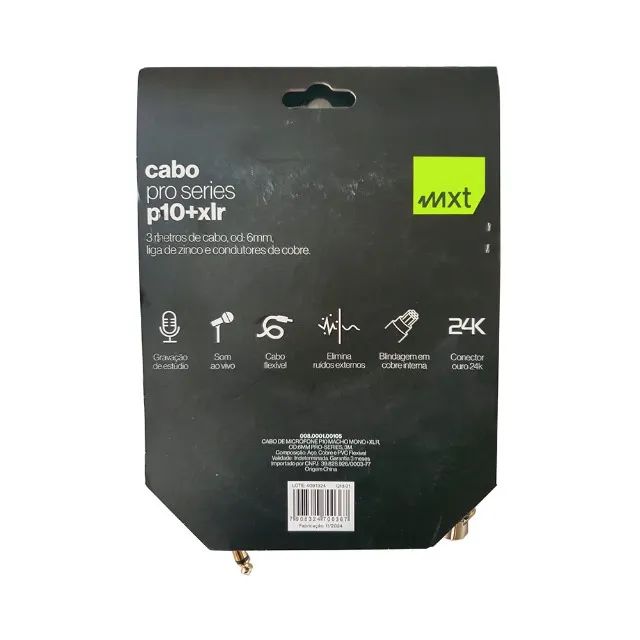 Cabo de Microfone MXT Pro Series P10/XLR 3 Metros - CB0462 - Foto 2