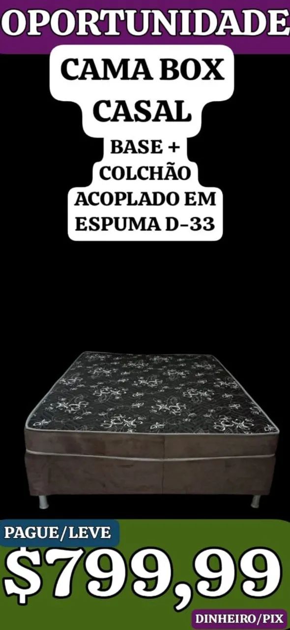Cama Box Casal com Base + Colchão D-33