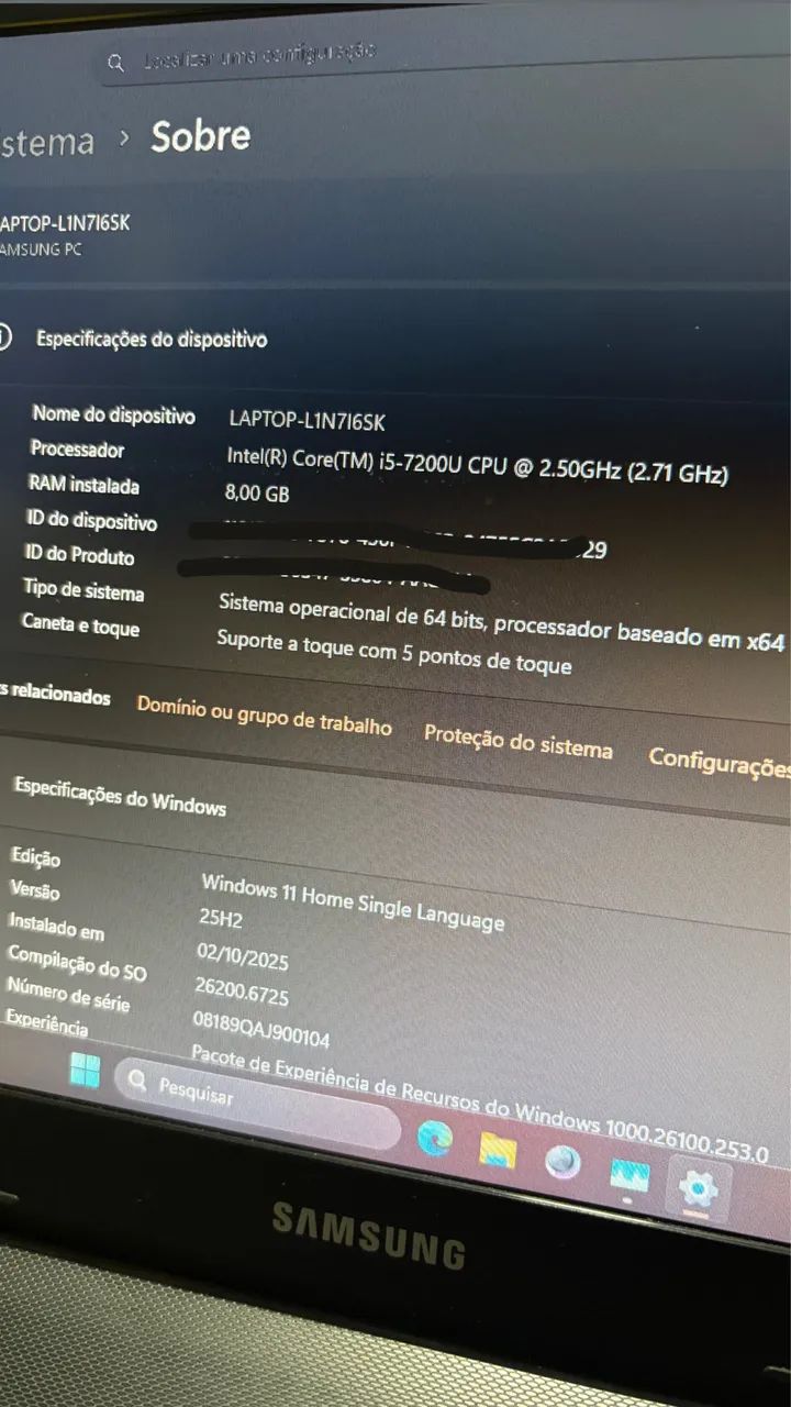 Notebook Samsung64312420698626121