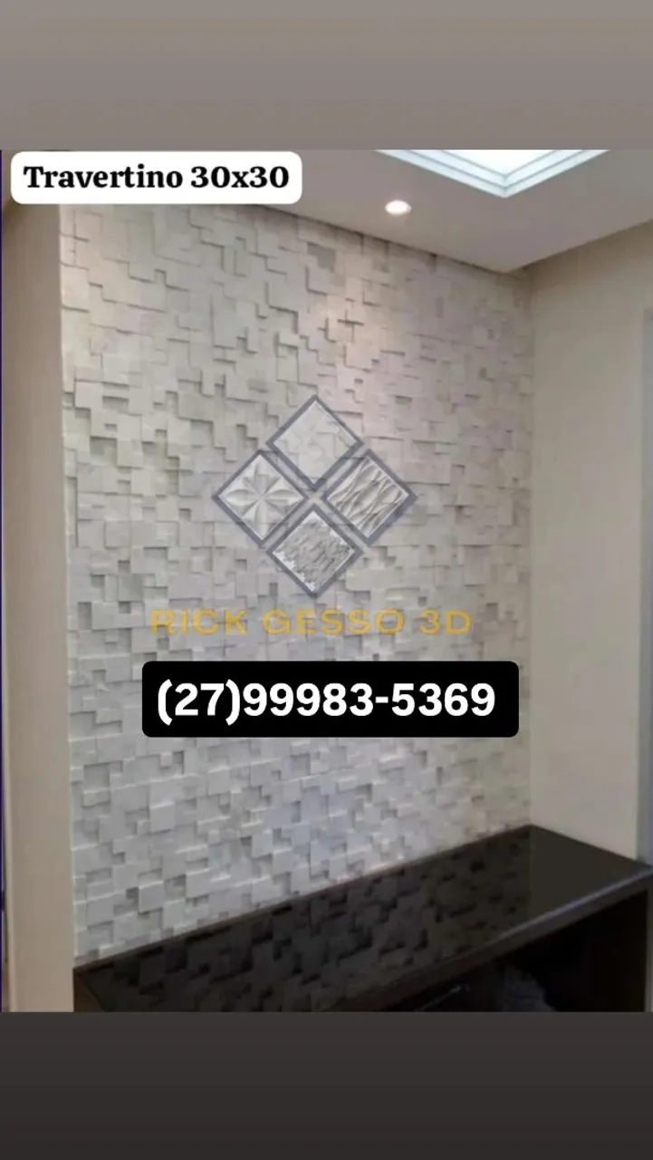 Revestimento Travertino 30x30 - Design e Sofisticação Gesso 3D