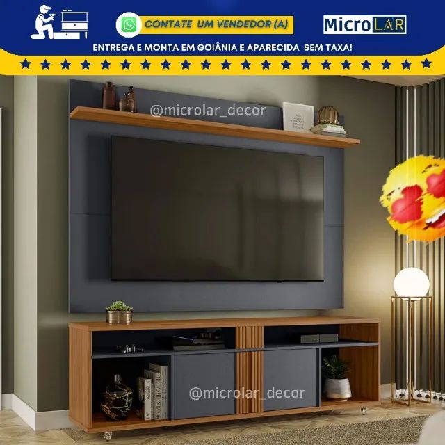 Rack Com Painel Novaes com Rodinhas - Monta na Hora