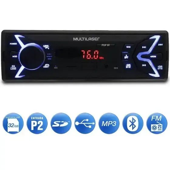 SOM AUTOMOTIVO MULTILASER POP BT - Foto 4