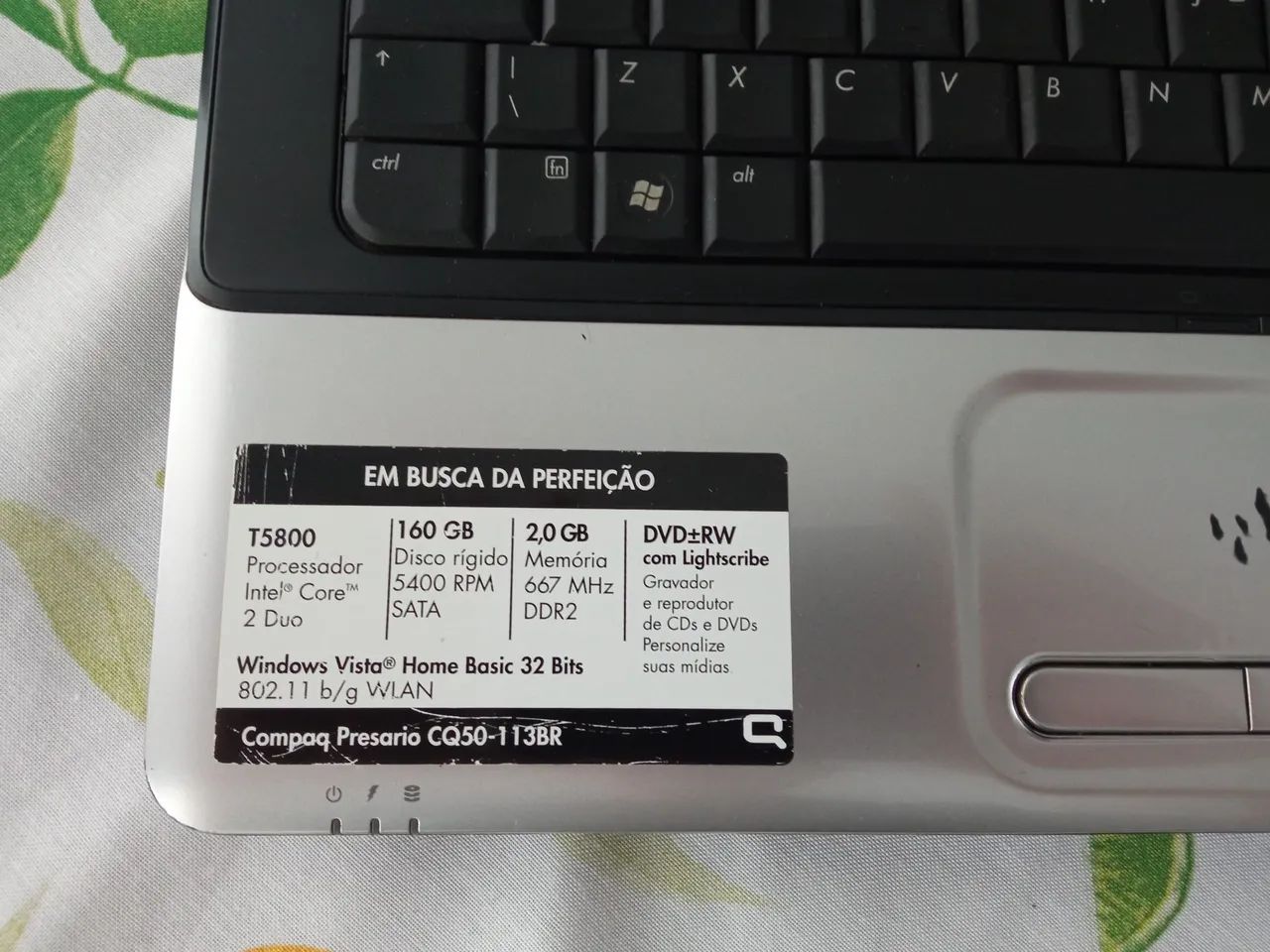Notebook Compaq Presario CQ50-113BR para retirada peças  - Foto 2