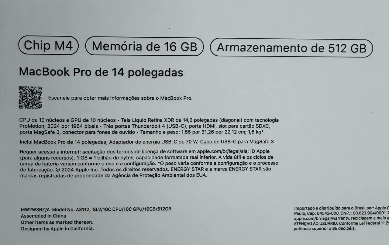 Macbook pro 14 polegadas m4 16gb / 512gb novo lacrado LOJA FÍSICA ( 16 gb / 512 silver ) - Foto 2