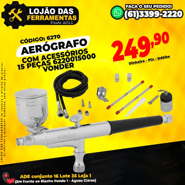 Aerógrafo Com Acessórios 15 Peças 6220015000 Vonder