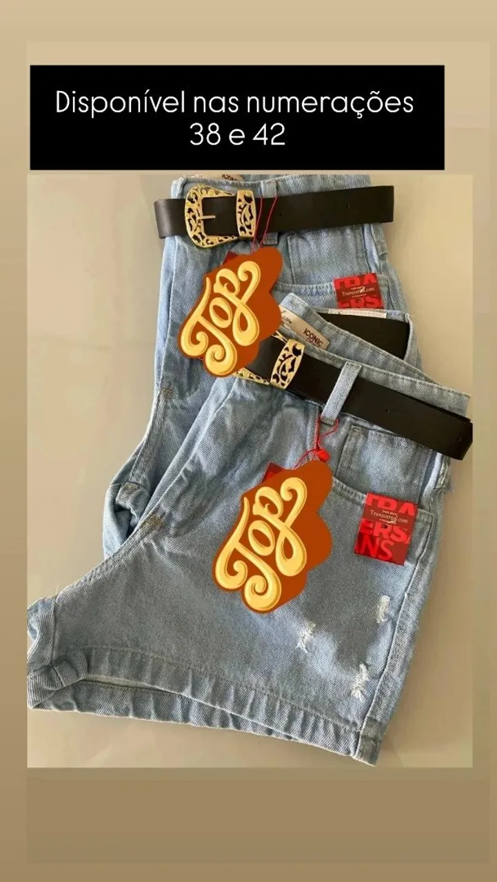 Short Jeans com Cinto - Disponível nos tamanhos 38 e 42