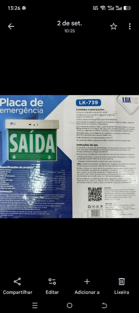 LUMINARIA AVISO SAIDA LK-739 - Foto 4