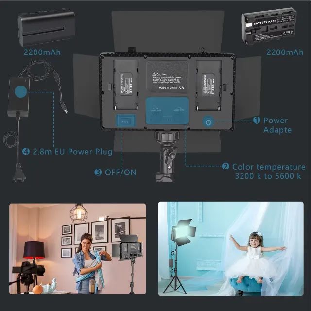Painel Led Nagnahz U800+Controle+baterias e carregador+conector+fonte, a caixa  - Foto 3