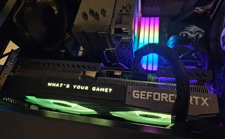 Placa de vídeo Galax RTX 3060 Ti 8GB EX Dual Fan LED Top! Na caixa!