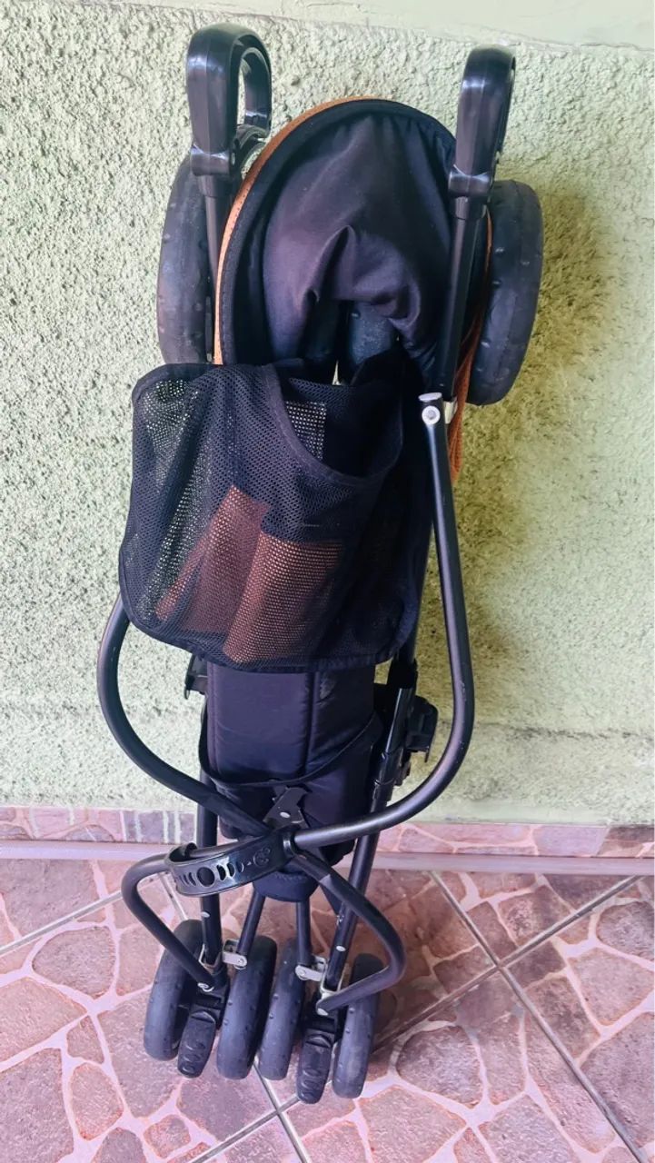 Carrinho De Bebê Capri Dupla Face Preto Caramelo - Galzerano - Foto 3