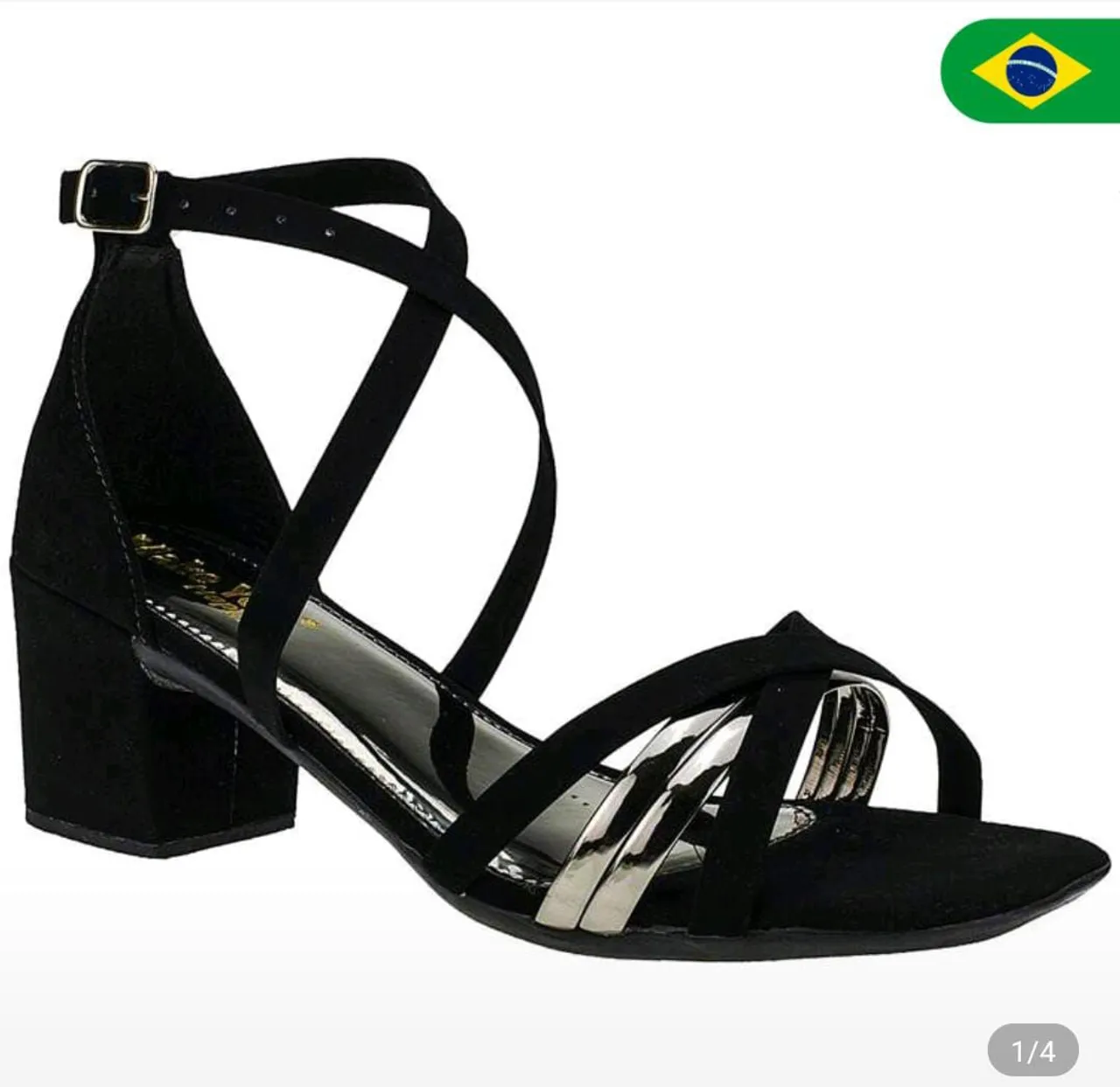 Sandália Feminina Salto Bloco Tiras Cruzadas Elegante