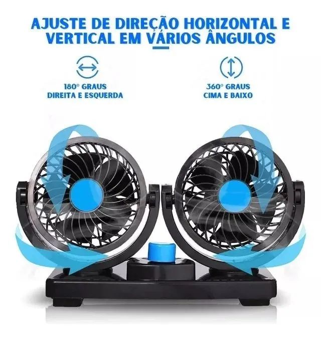 Ventilador Automotivo Carro Van Caminhão Duplo 12v Ajustável Loja Coimbra Computadores - Foto 3