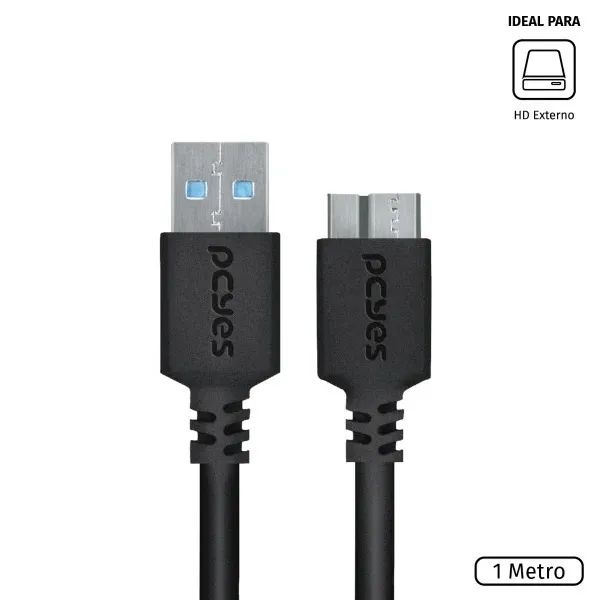 Cabo Para Hd Externo Usb A 3.0 P/ Micro Usb B 3.0 1M - Puamcm3-1 Loja Coimbra Computadores