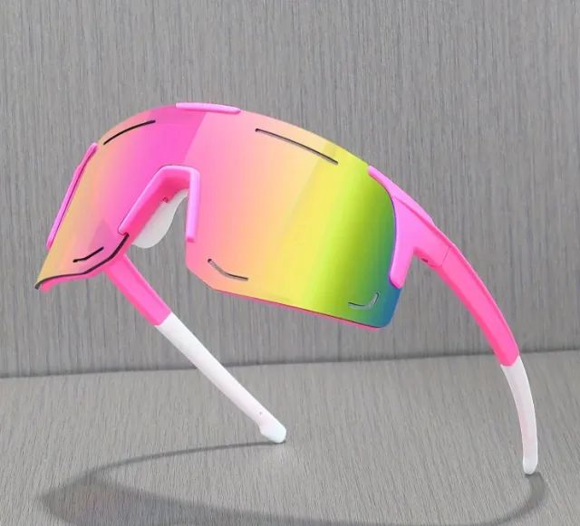 Óculos de sol esportivo - Rosa com detalhes branco - UV400 - Foto 4