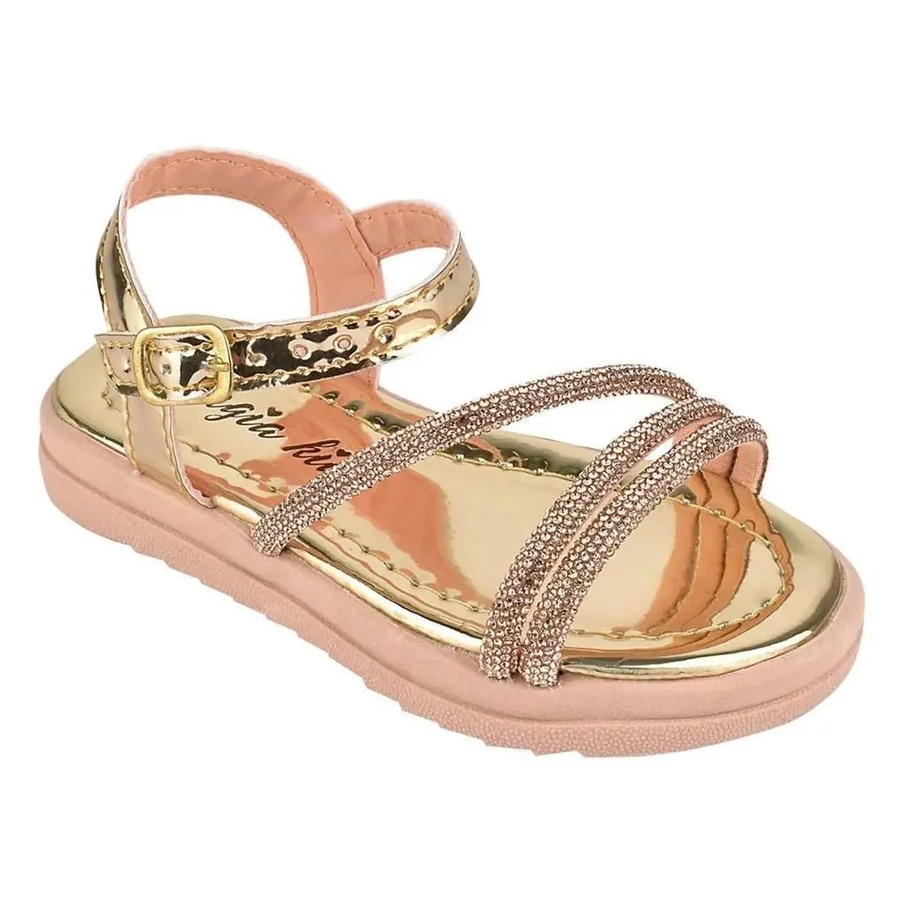 Sandália Infantil Dourada com Strass - Conforto e Estilo