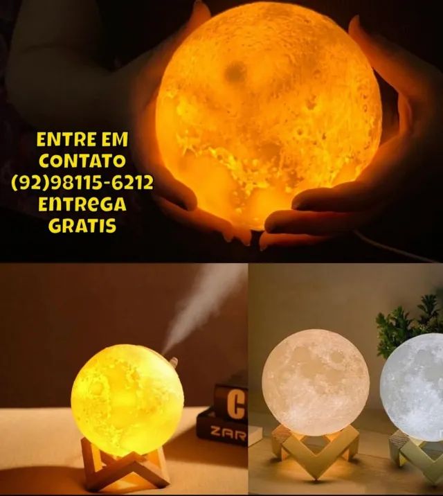 Umidificador de Lua Aromatizador 800ml Lua USB e LED - Foto 3