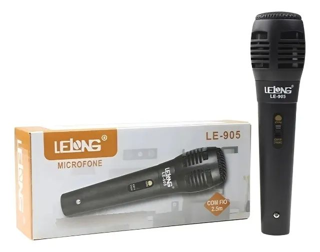 Microfone Com Fio Profissional Le-905 Cabo P10 2,5M - Igrejas, Palestras, Karaoke -Entrega - Foto 2