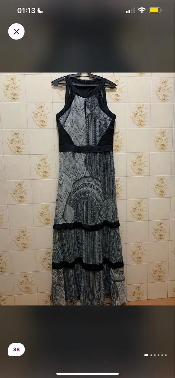 Vestido longo geométrico 