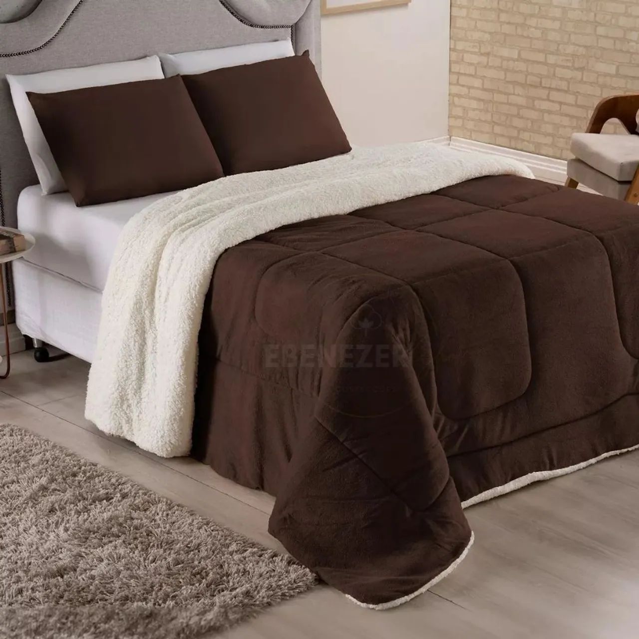 Edredom Coberdorm Queen Sherpa 2,20m x 2,40m Dupla Face  - Foto 3