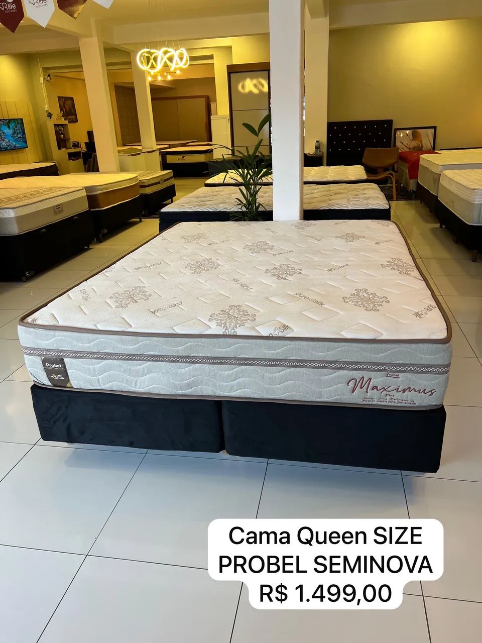 Cama Box Queen Size - Base Box + Colchão PROBEL Seminovo - ENTREGAMOS  - Foto 4