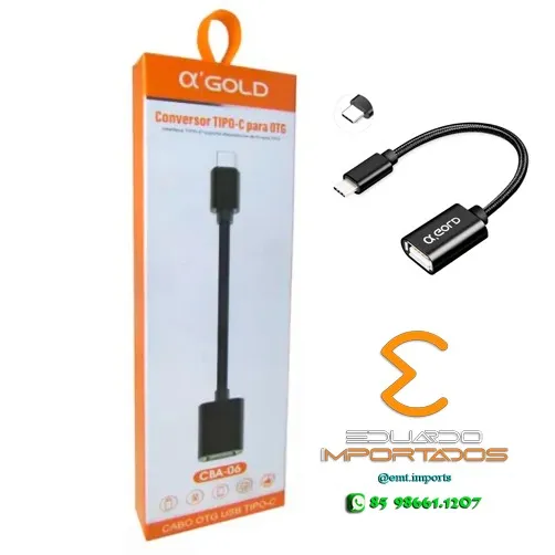 Cabo Adaptador OTG USB Femea x Tipo C Macho CBA-06
