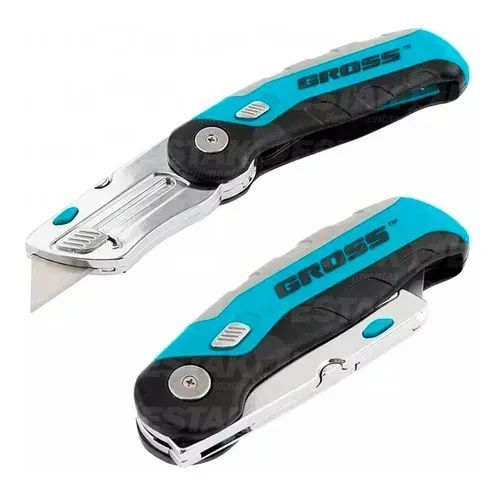 Estilete Trapezoidal Dobrável 18mm com Compartimento para 2 Lâminas GROSS-7888255