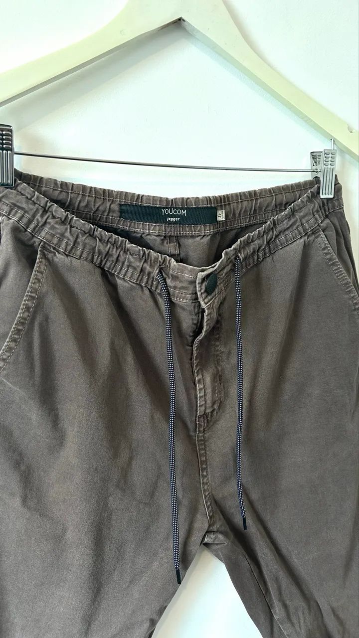 Calça Jogger Youcom Masculina Marrom Com Elástico - Foto 3
