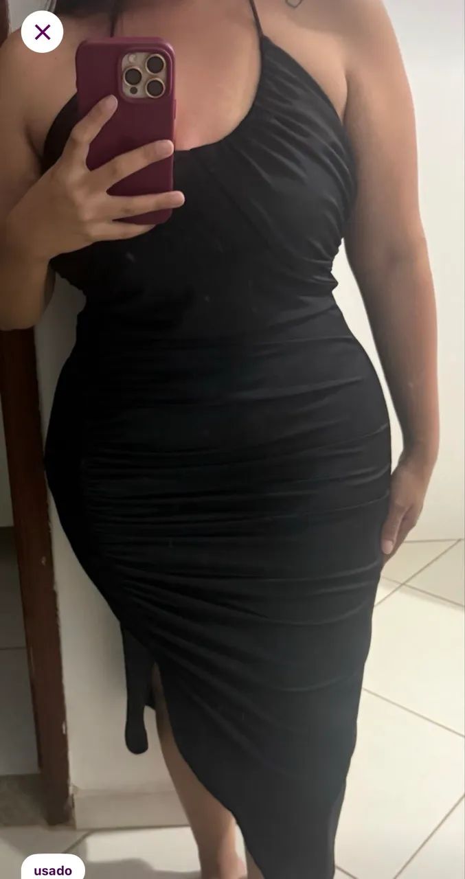vestido animale jeans preto m - Foto 3