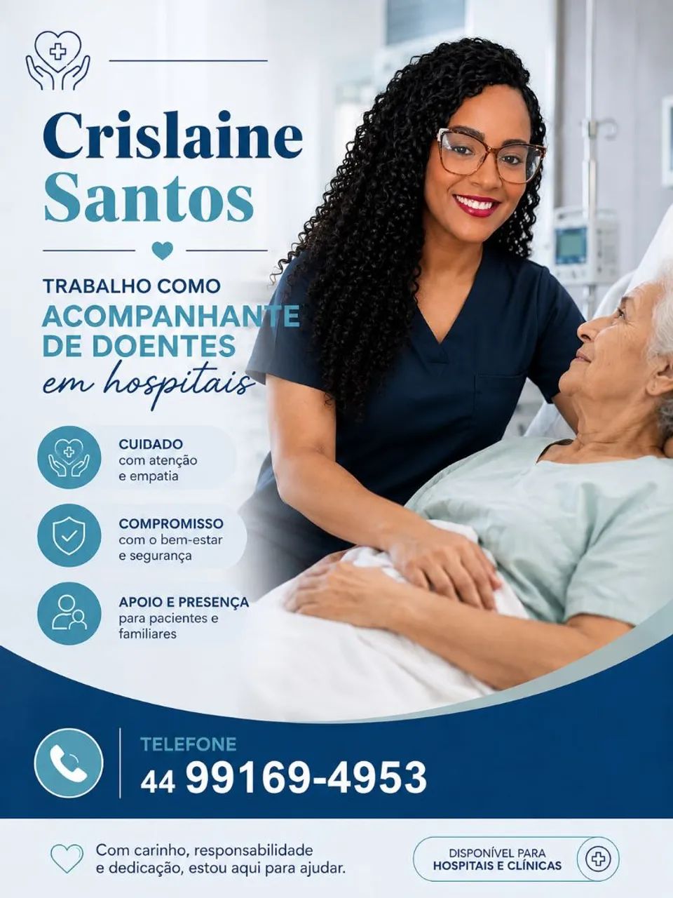 Cuidador de idosos, e acompanhante hospitalar 