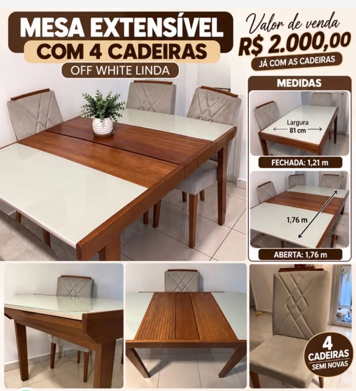 Cama extensível com 04 cadeiras ótimo estado .