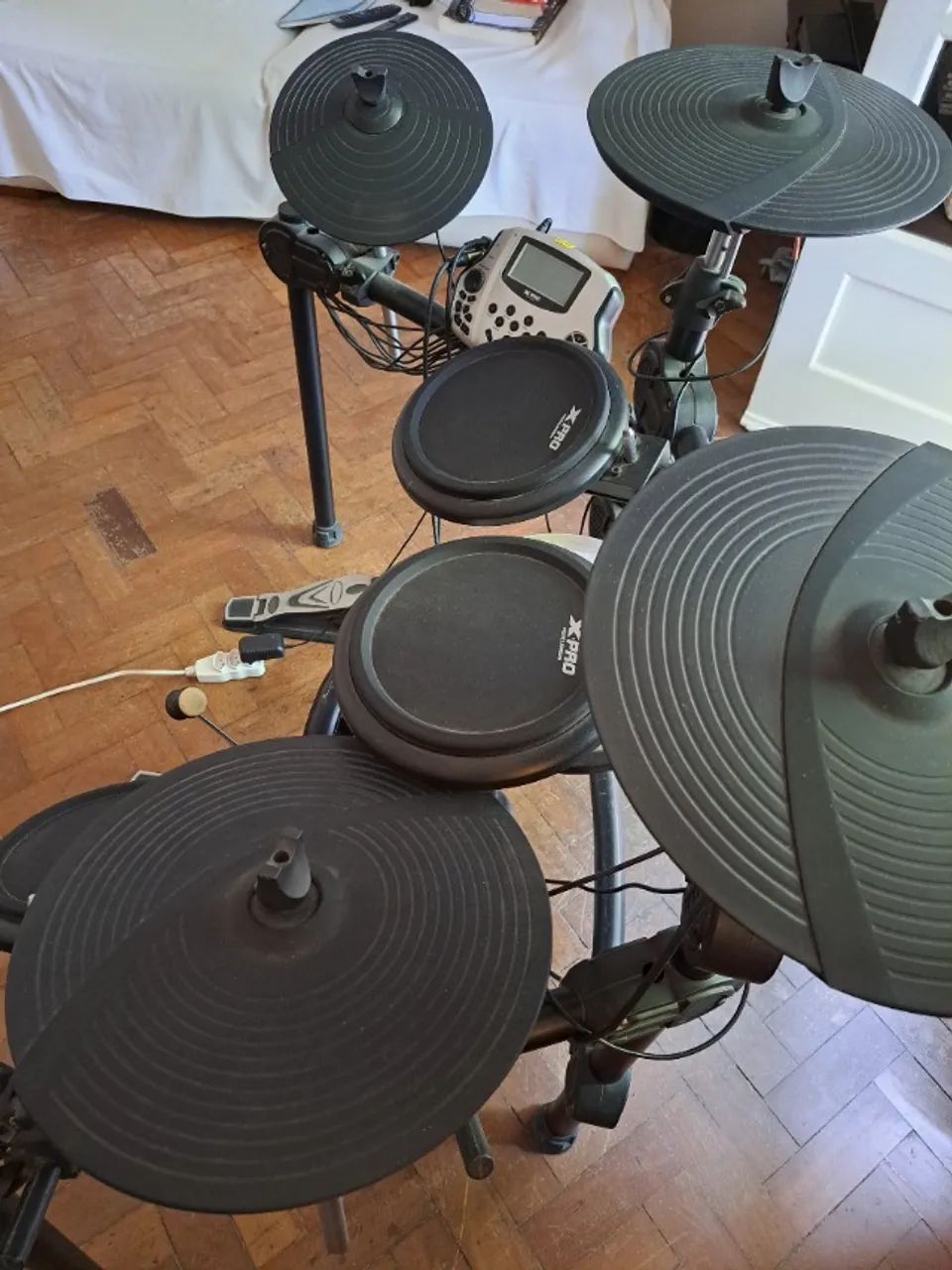 Bateria Eletrônica X-pro Ed100 Com Módulo E Pedais Preta - Foto 2