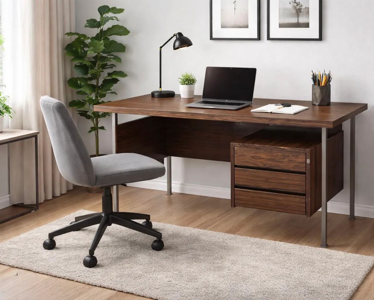 Mesa de escritório com pés de ferro