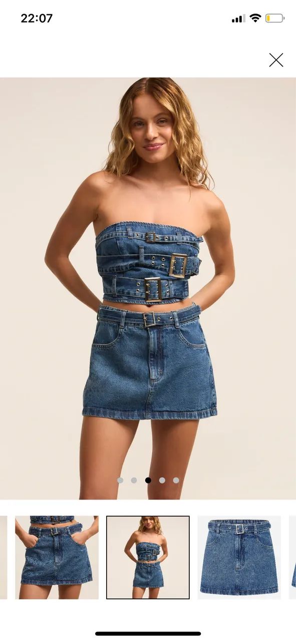Conjunto Renner - Corset Jeans e Saia Jeans