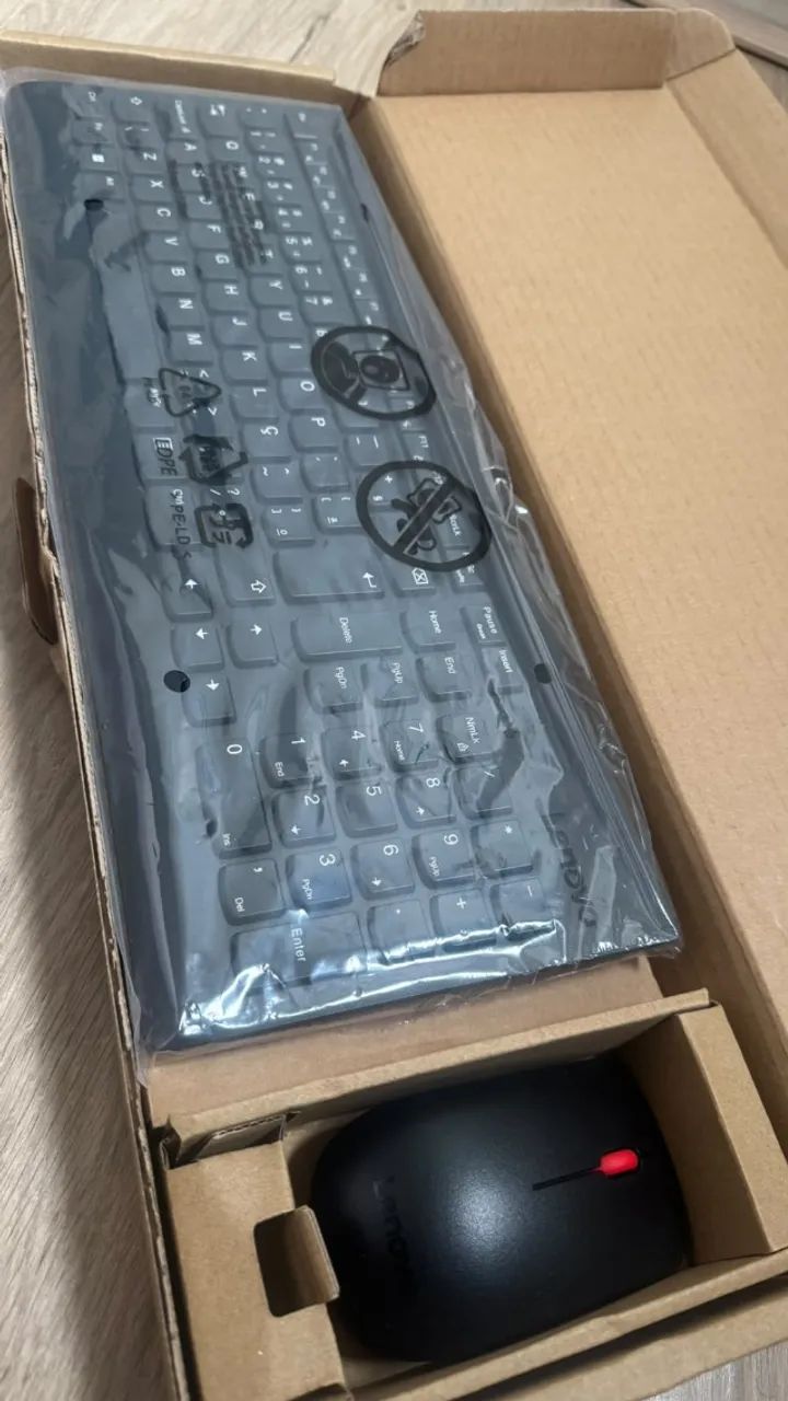 Kit Teclado e Mouse Sem Fio Lenovo Essential - na Caixa - Foto 2