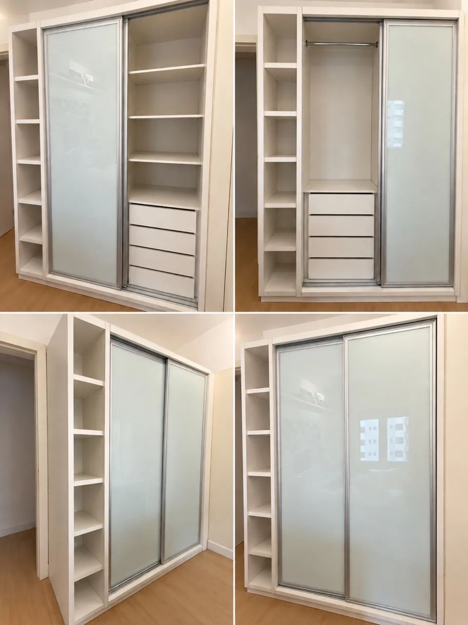 Guarda-roupa em MDF laqueado com portas de vidro