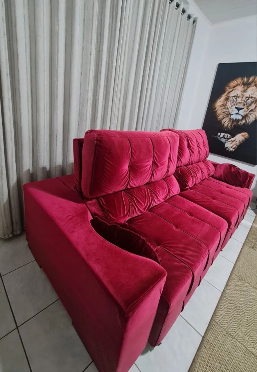 Retractable sofa bed, 4-seater, ruby color65568128635138121