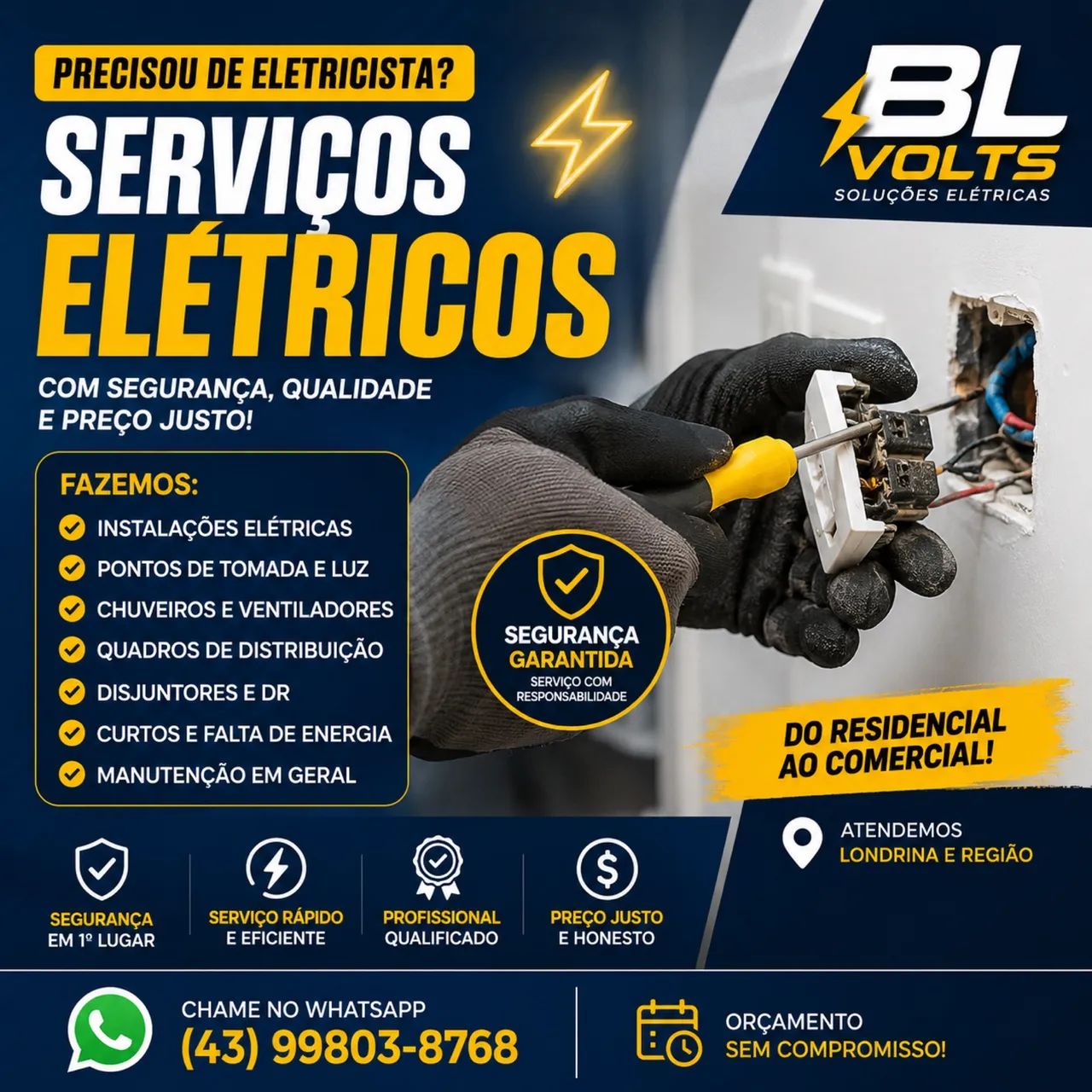 Serviços Elétricos Residenciais, Comerciais e Prediais | Atendimento Rápido em Londrina