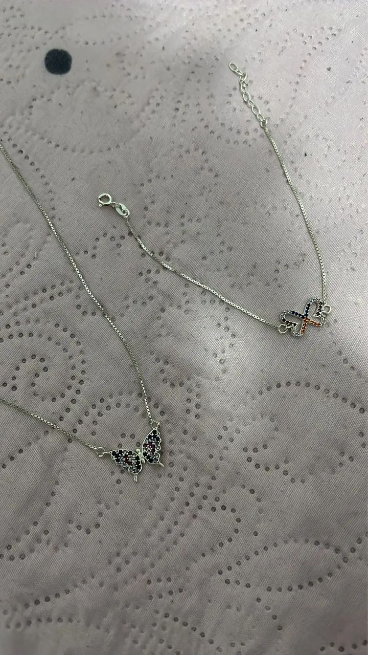 kit colar e pulseira de borboleta 