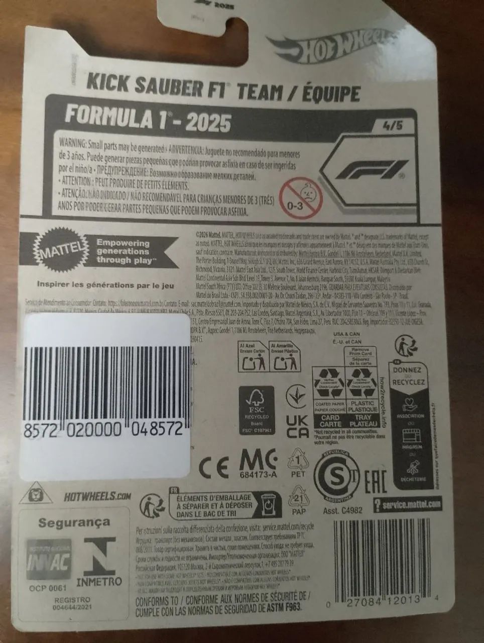 Miniatura HOT WHEELS FORMULA 1 KICK SAUBER - Escala 1:64 - Foto 2