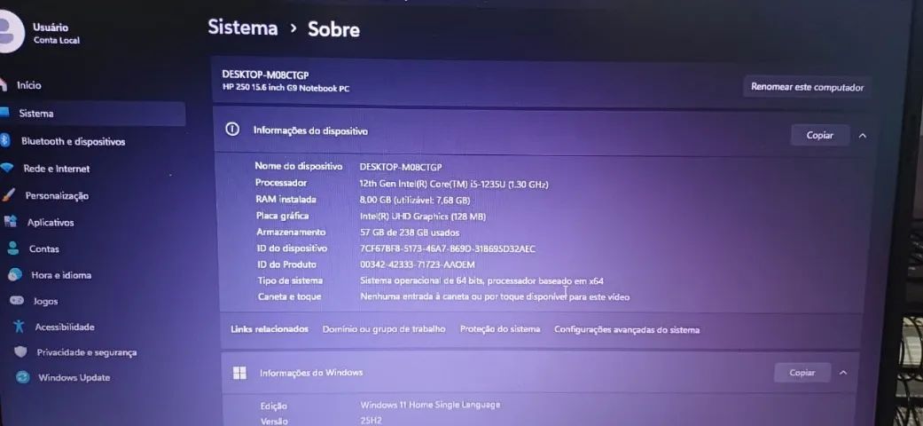 Notebook HP 250 G9