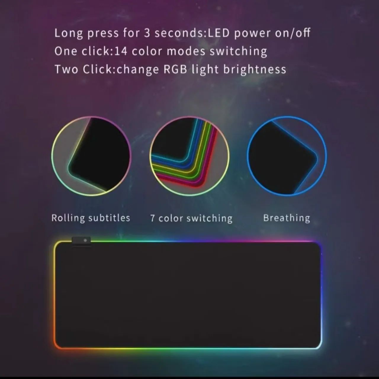Mousepad Gamer RGB 80x30 preto - Foto 3