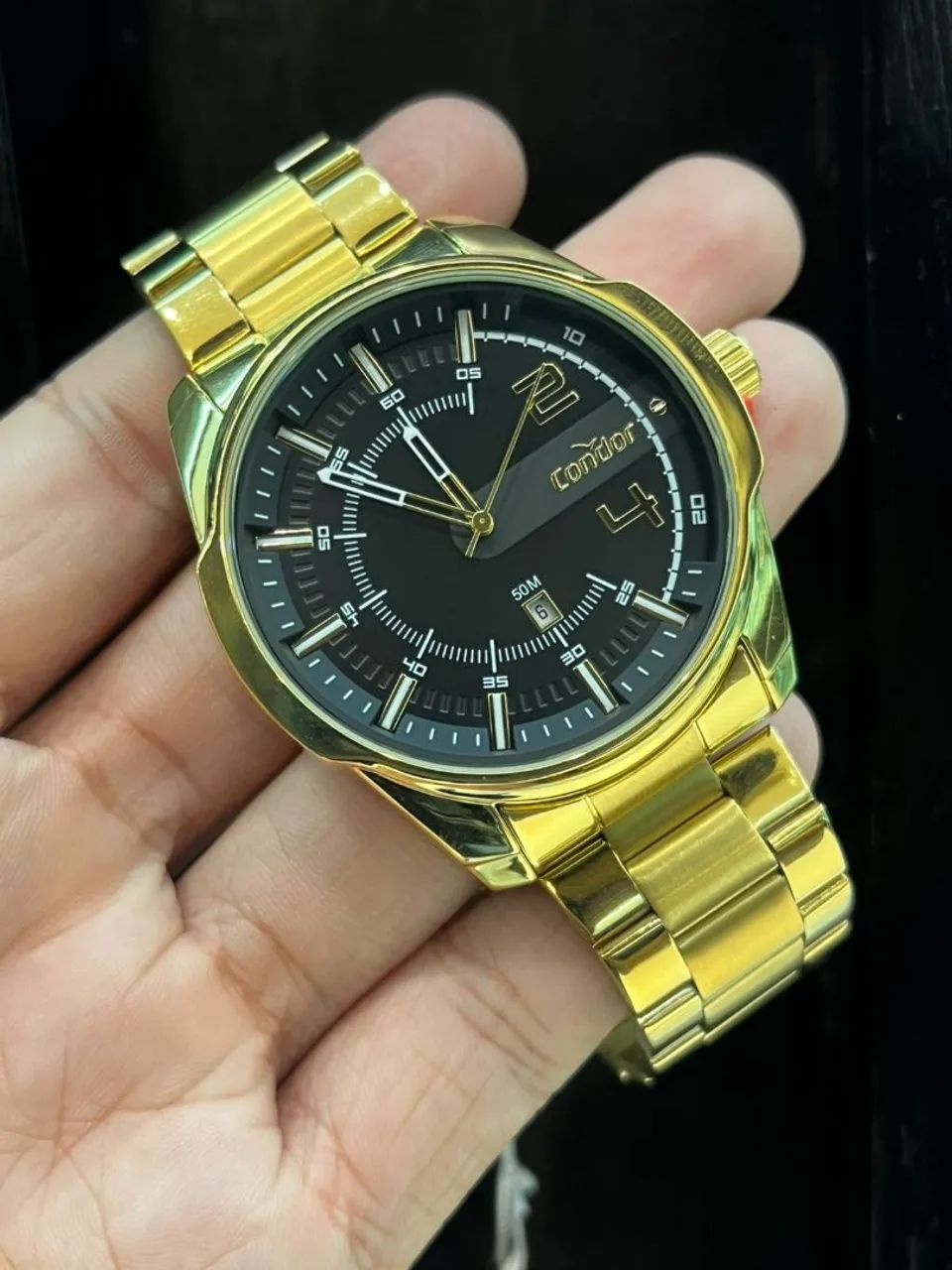 Relógio Masculino Condor Analógico Dourado 