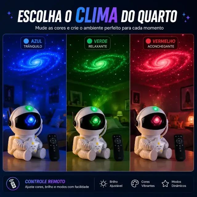 Luminária Astronauta Projetor Led Infantil Galáxia Estrela - Foto 3