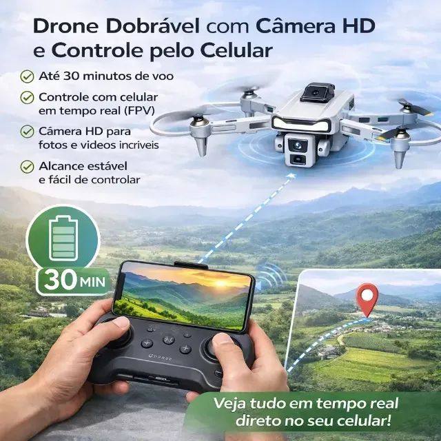 Drone XC-DRN-05 Câmera HD Ajustável Profissional Bateria  - Foto 4